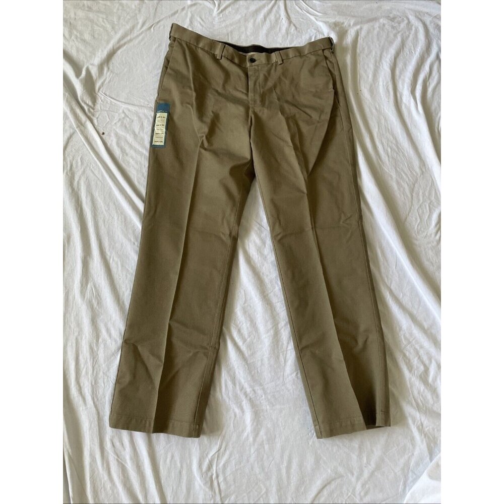 Haggar Mens Work To Weekend Straight Fit Khaki Pants 38W X 30L Dark Taupe Comfor